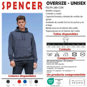 Sudadera con capucha y bolsillos de canguro (spencer)