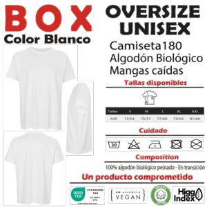 4 B BOX BLANCA - OVERSIZE UNISEX de algodón Biológico180 Grs